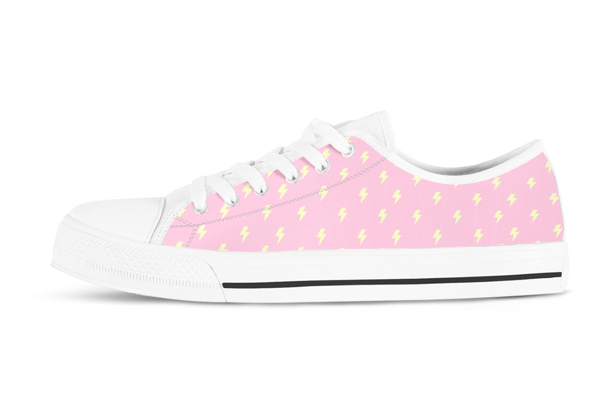 Lightning Bolt Sneakers: Yellow Pattern Low Top Sneakers