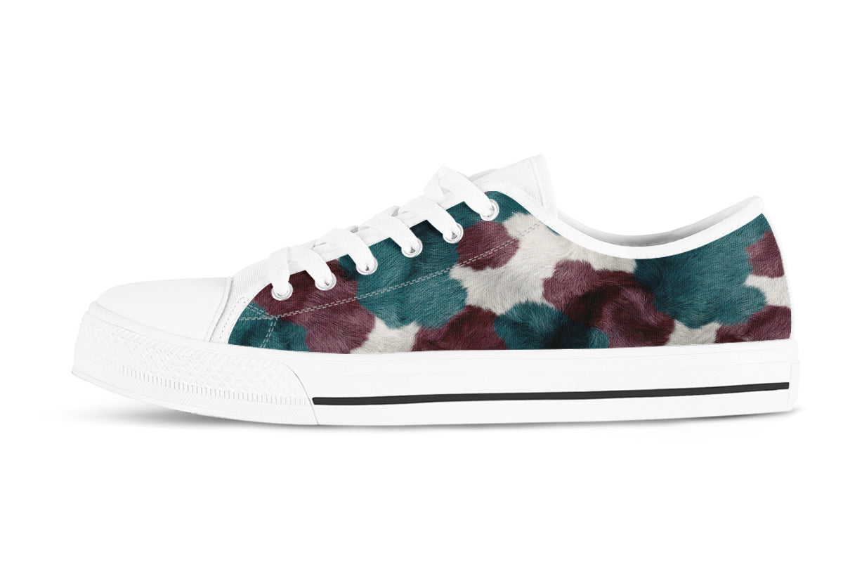 Cow Print Sneakers: Cow Print Pattern Low Top Sneakers