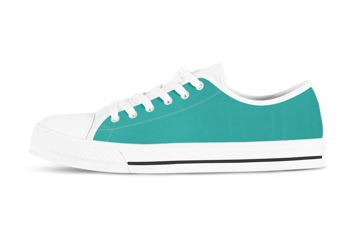 Teal Green Sneakers: Solid Teal Green Low Top Sneakers