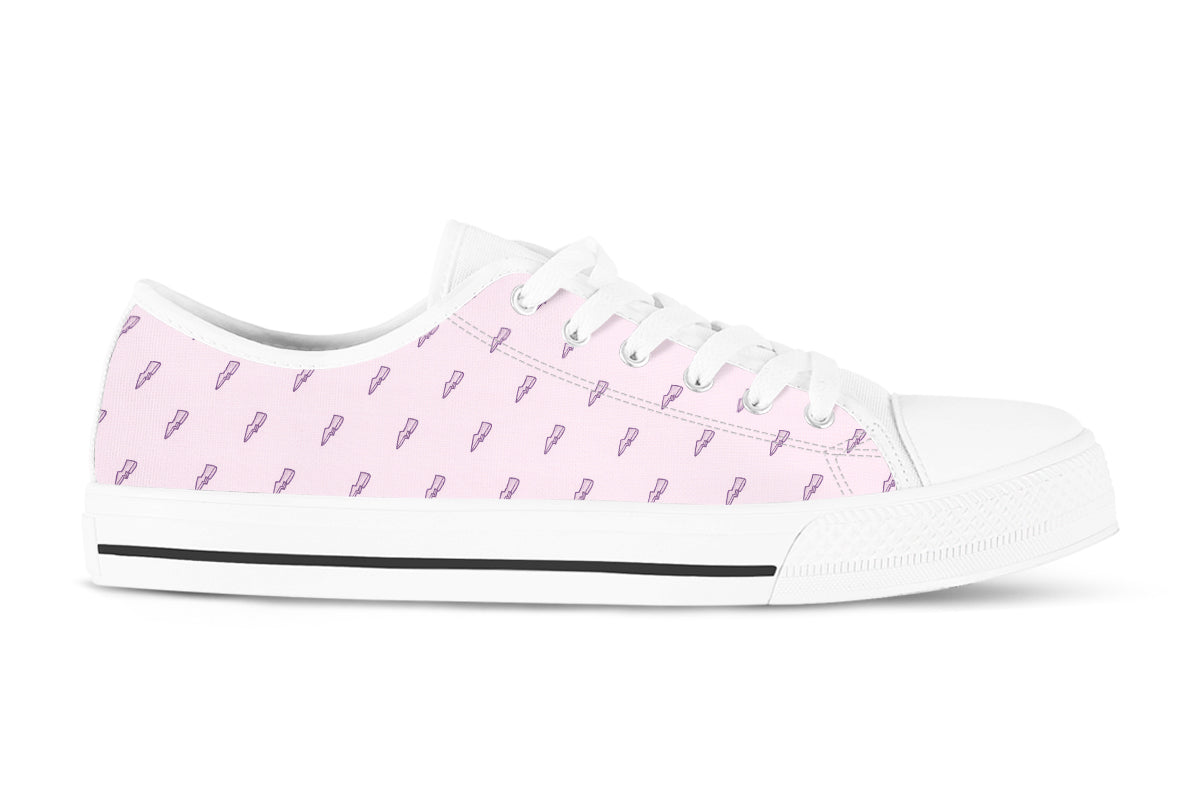 Lightning Bolt Sneakers: Pink Pattern Low Top Sneakers