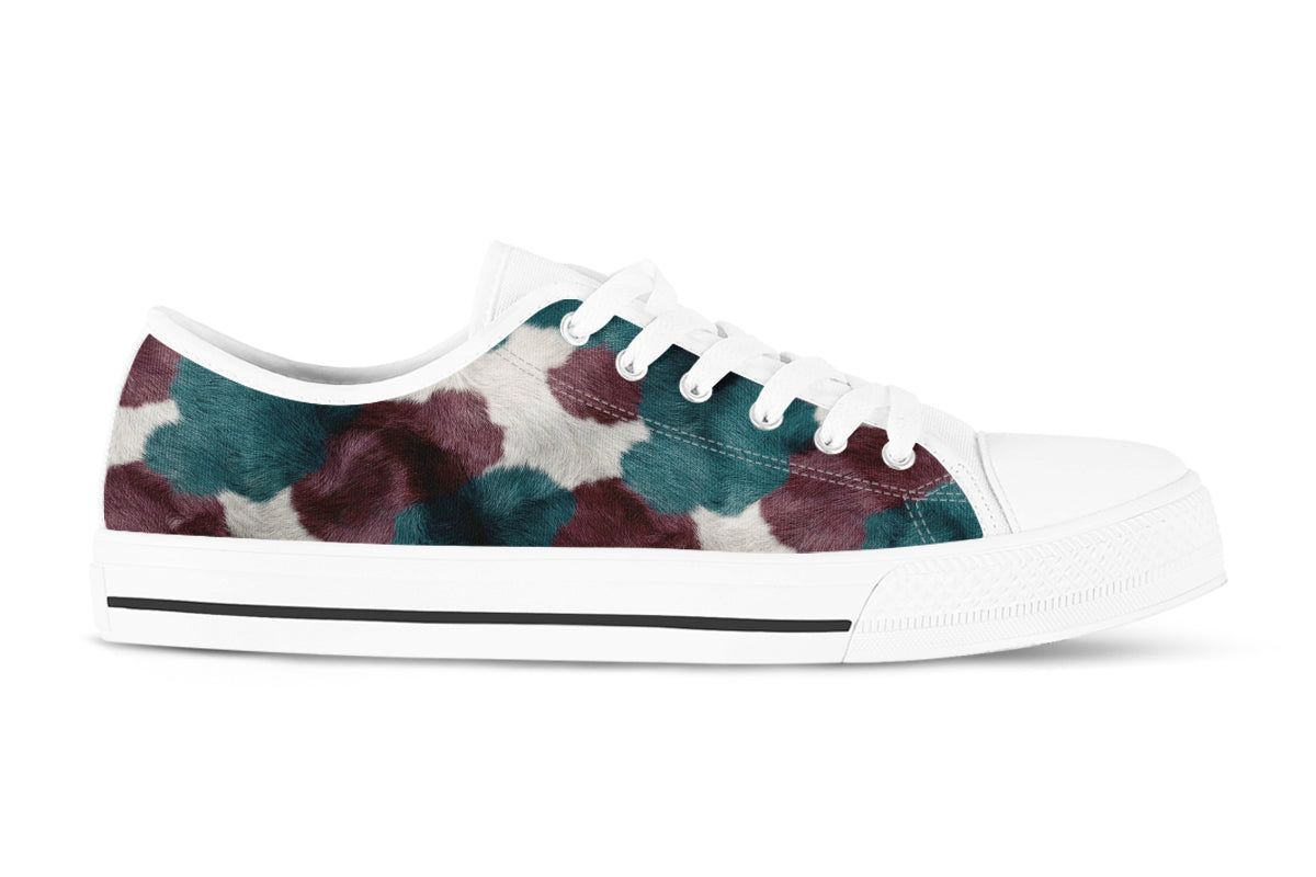 Cow Print Sneakers: Cow Print Pattern Low Top Sneakers