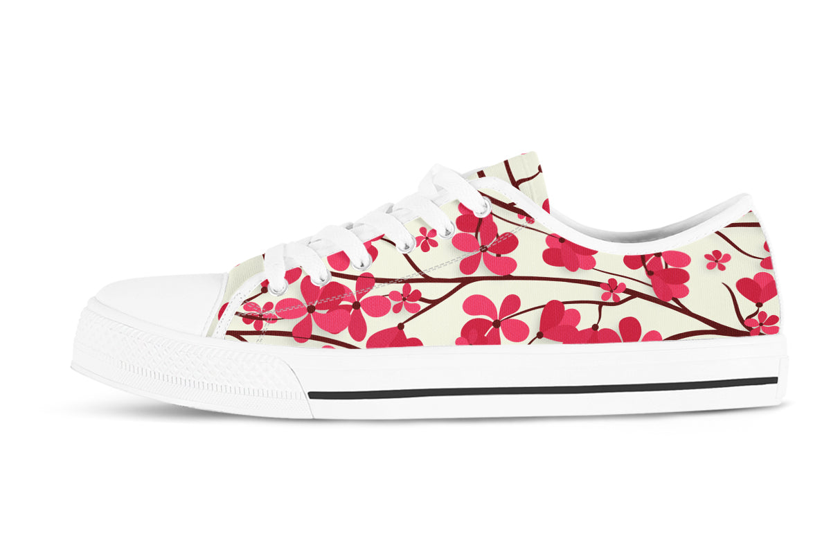 Cherry Blossom Sneakers: Cherry Blossom Pattern Low Top Sneakers