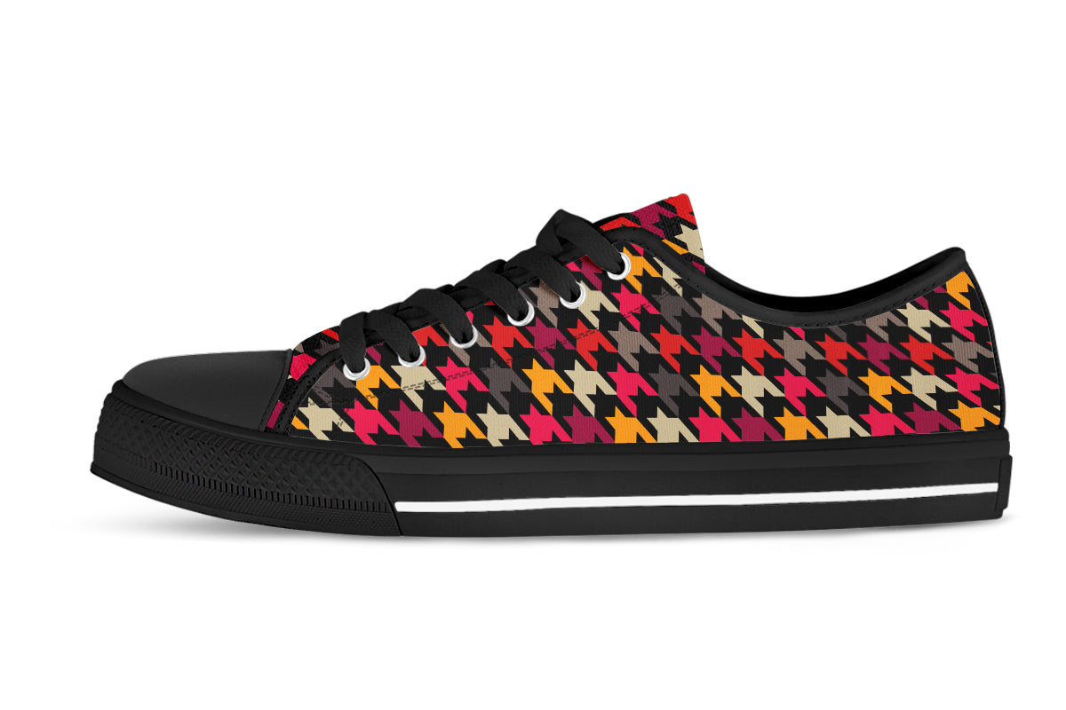 Houndstooth Sneakers: Houndstooth Pattern Low Top Sneakers