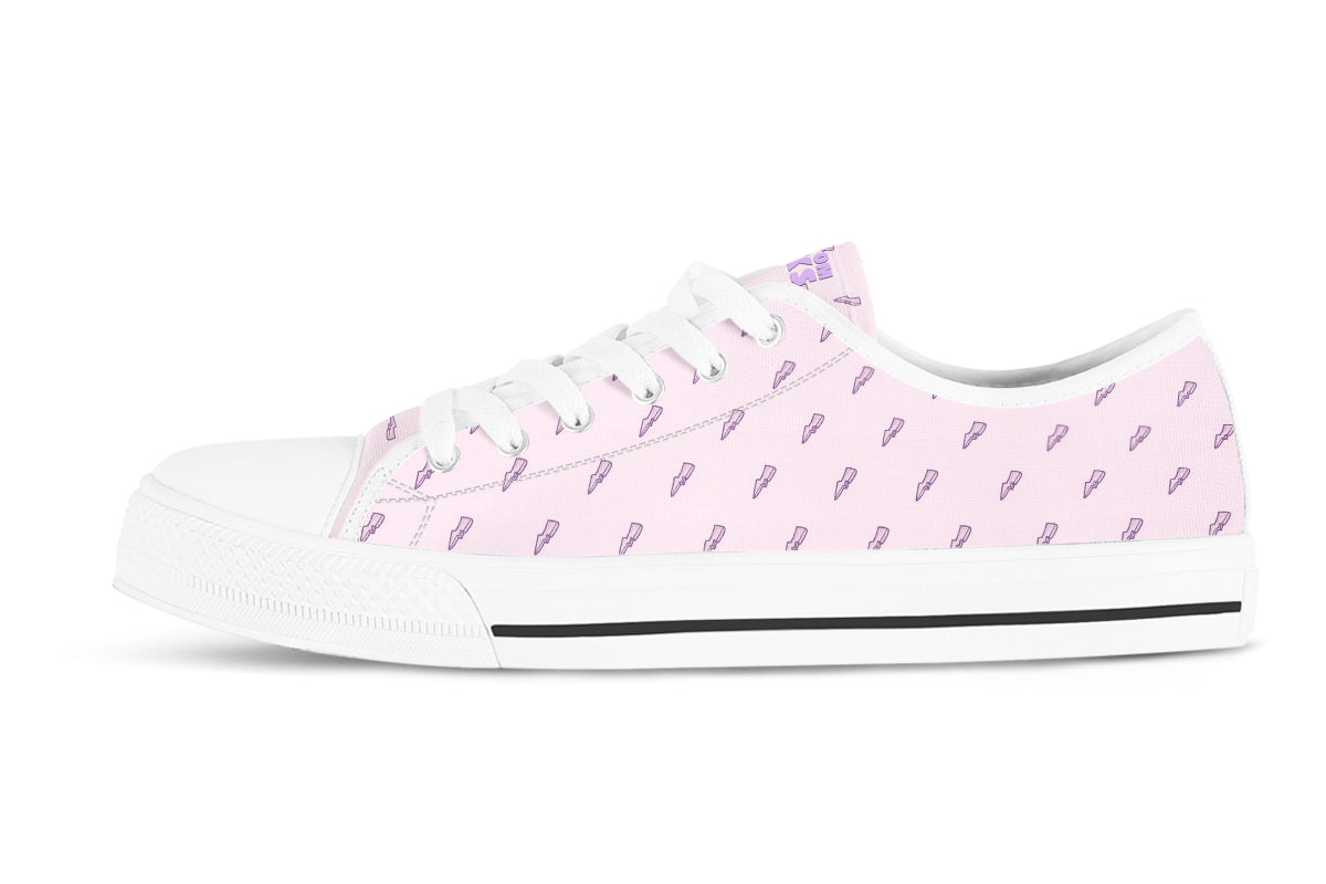 Lightning Bolt Sneakers: Pink Pattern Low Top Sneakers