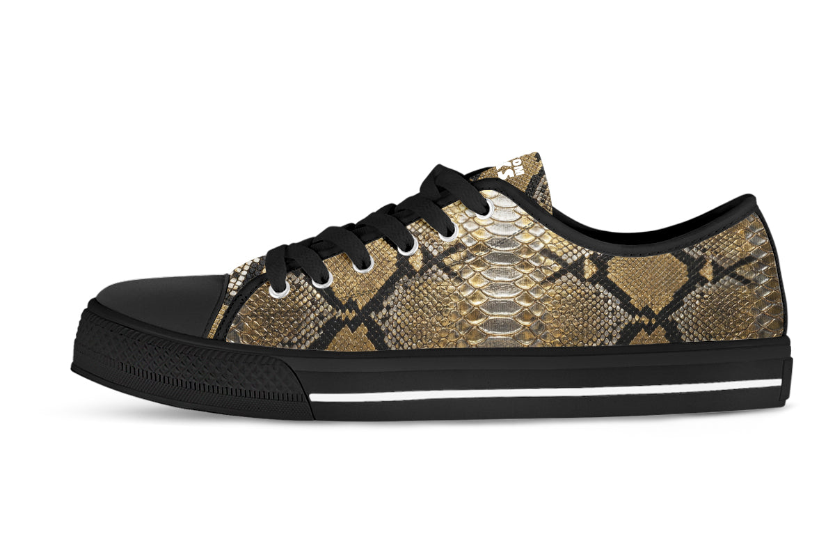 Snake Skin Sneakers: Snake Skin Pattern Low Top Sneakers