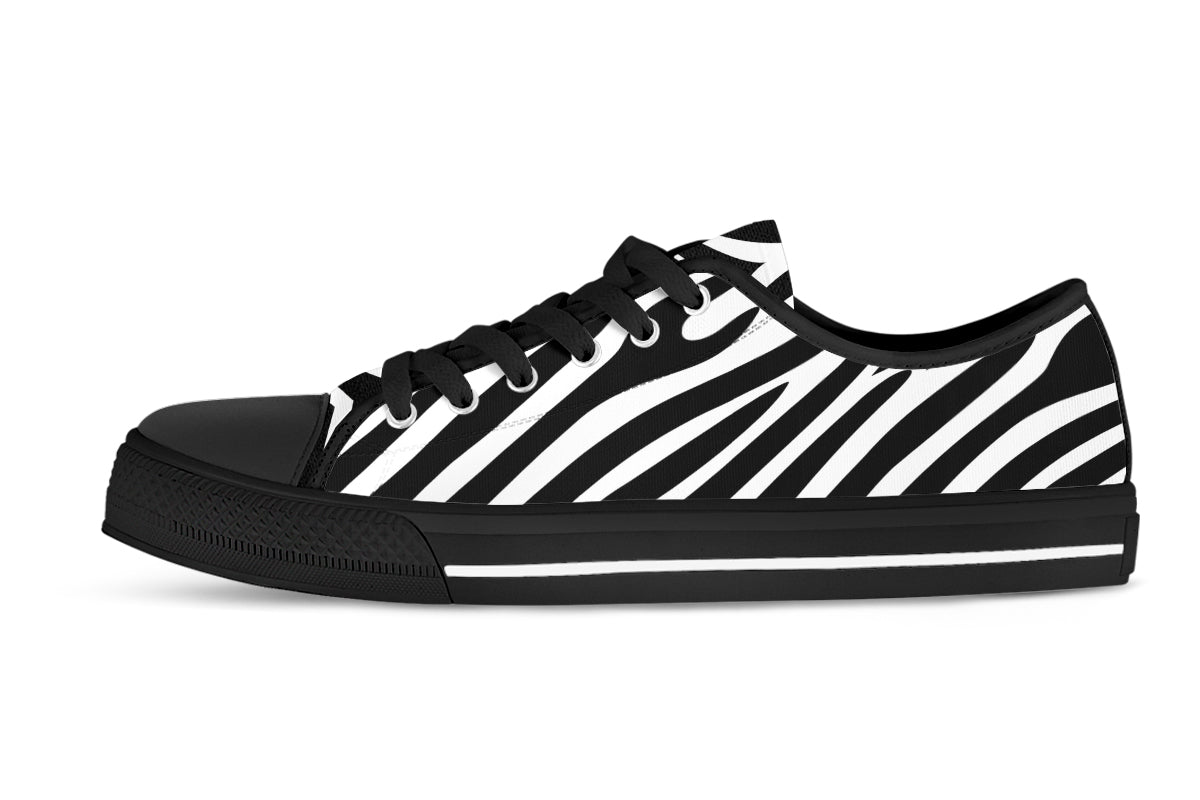 Zebra Sneakers: Zebra Animal Pattern Low Top Sneakers