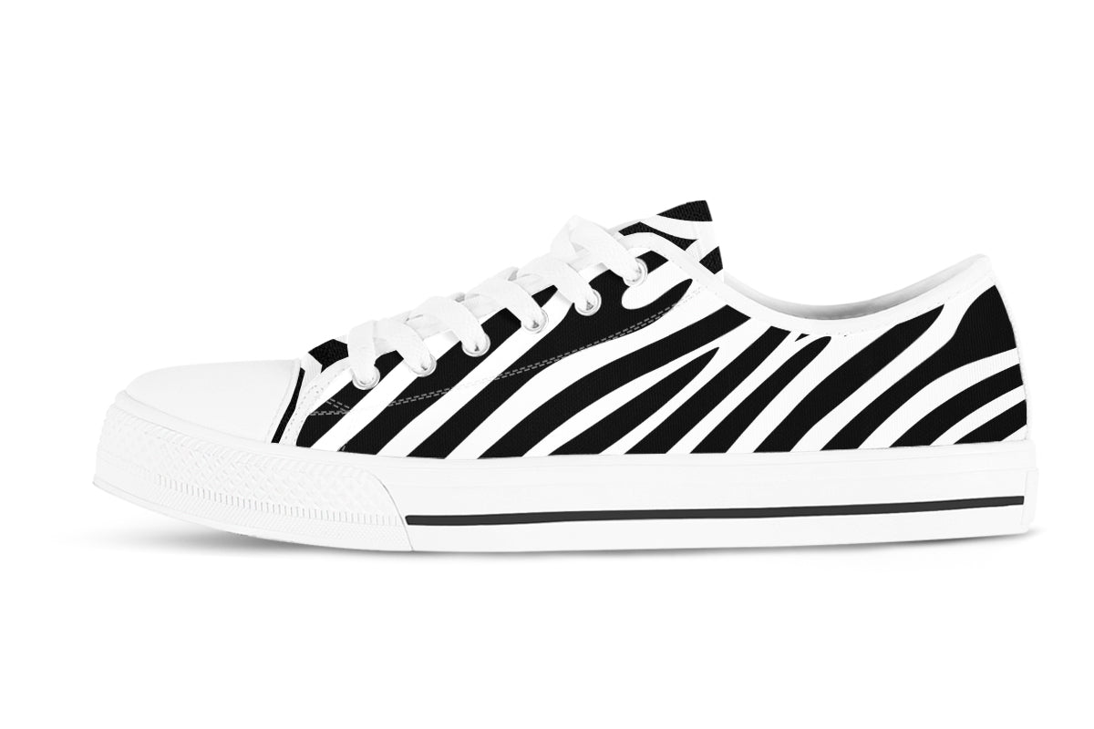 Zebra Sneakers: Zebra Animal Pattern Low Top Sneakers