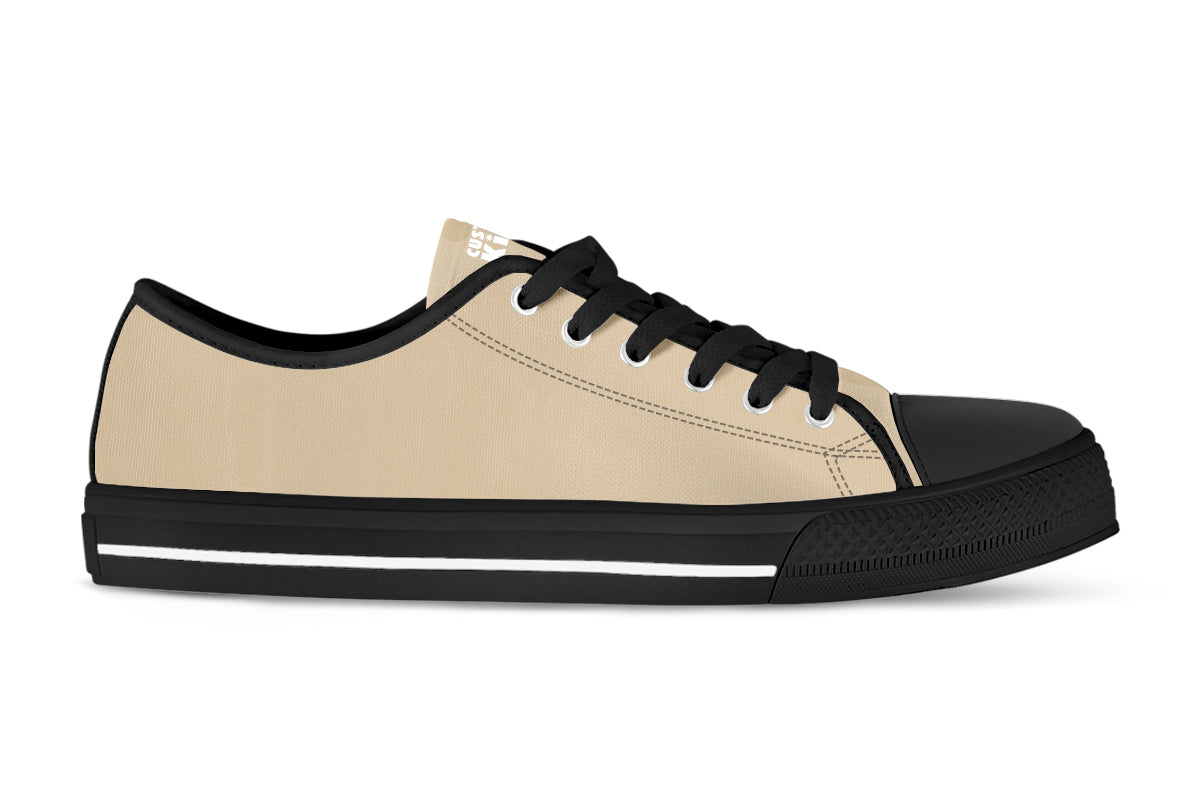 Beige Sneakers: Solid Beige Low Top Sneakers