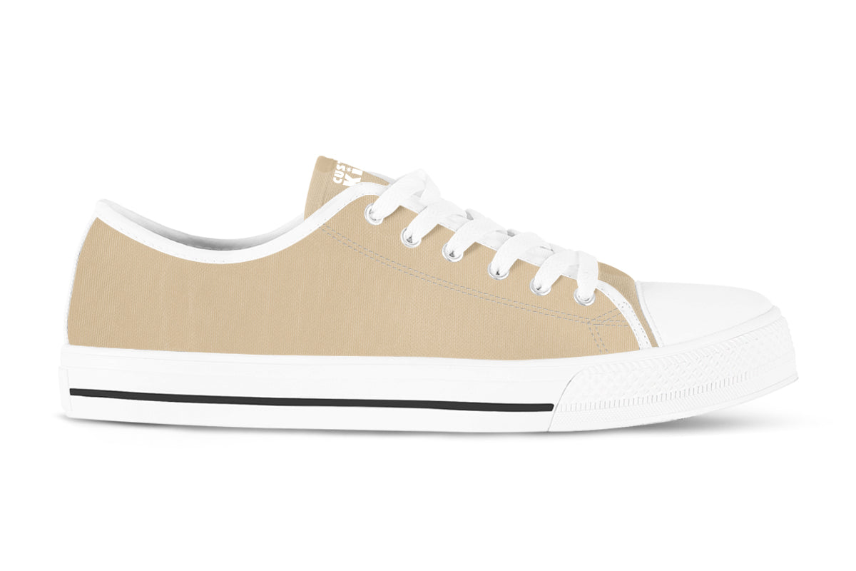 Beige Sneakers: Solid Beige Low Top Sneakers