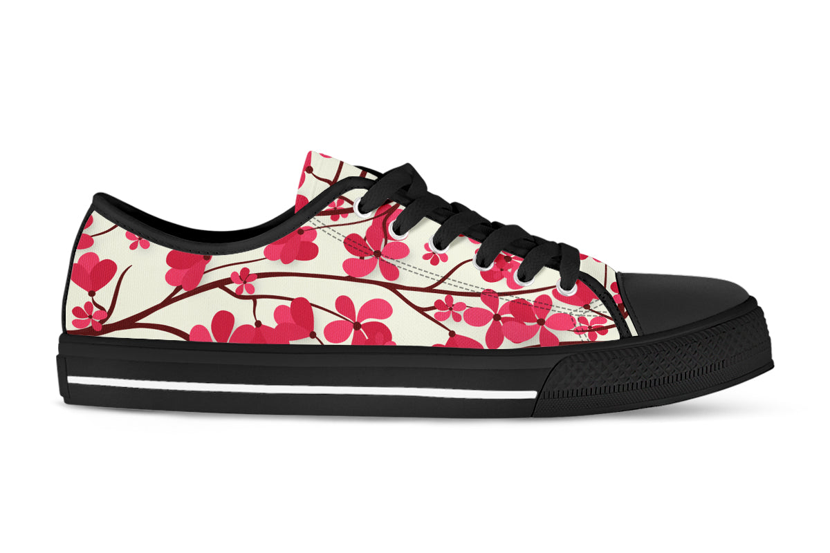 Cherry Blossom Sneakers: Cherry Blossom Pattern Low Top Sneakers