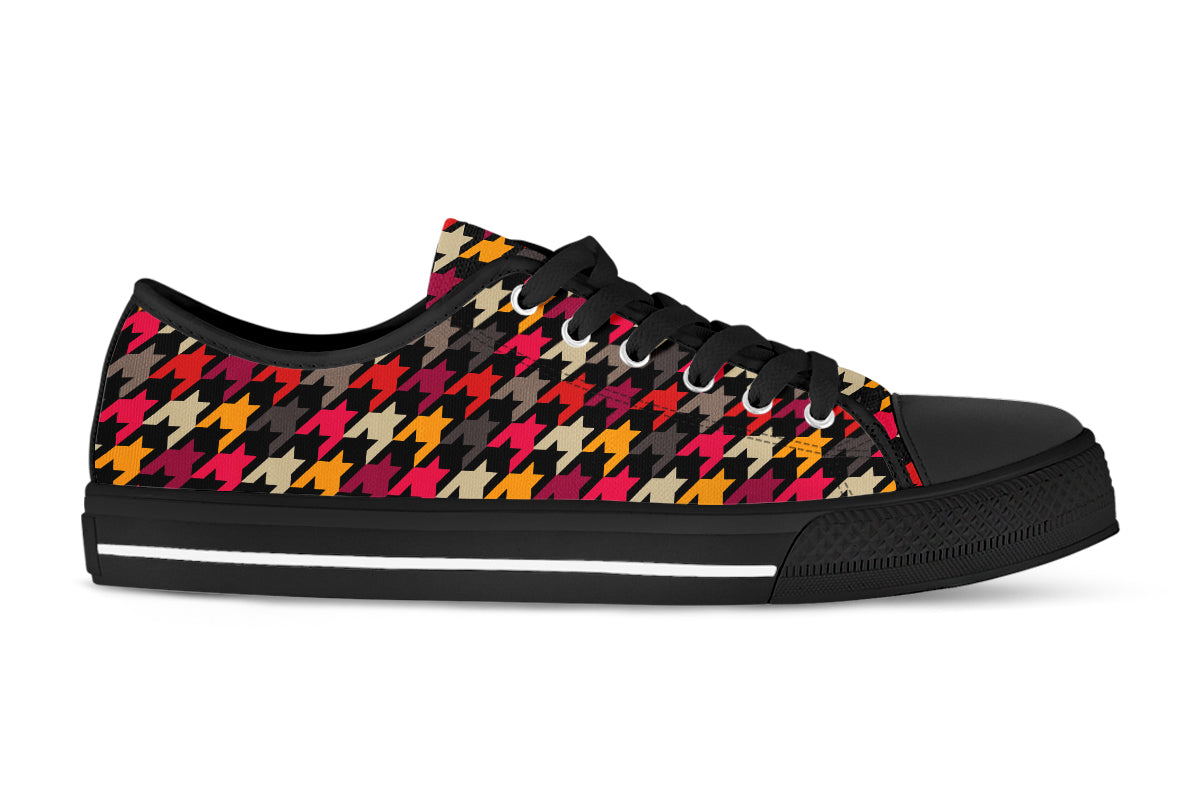 Houndstooth Sneakers: Houndstooth Pattern Low Top Sneakers