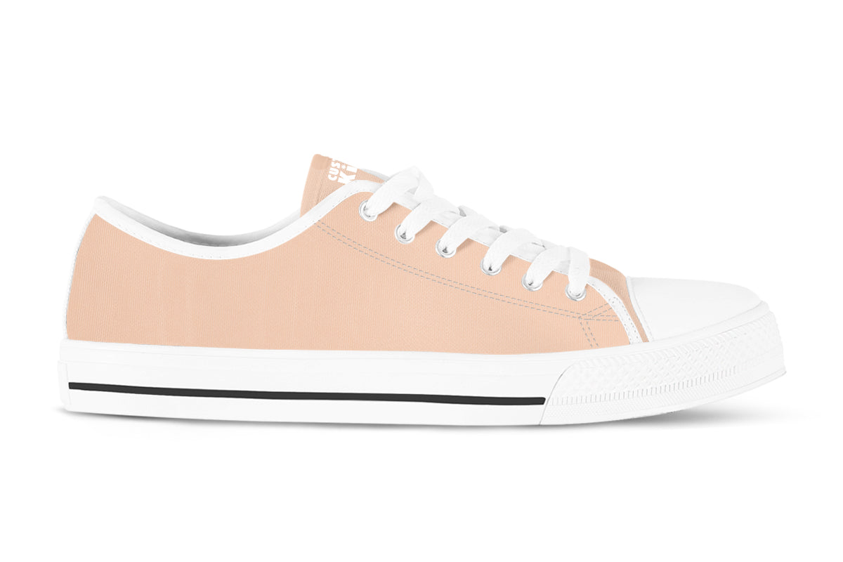 Peach Orange Sneakers: Soft Peach Orange Low Top Sneakers