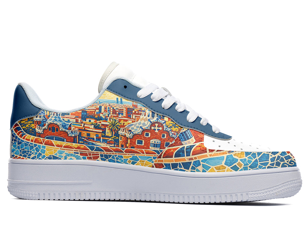 Barcelona Sneakers: Barcelona Mosaic Illustration Court Sneakers