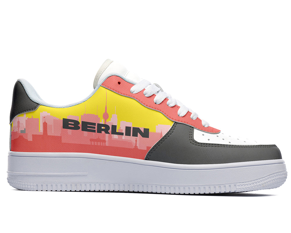 Berlin Sneakers: German Flag Skyline Pattern Court Sneakers
