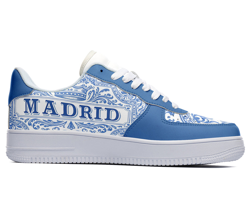 Madrid Sneakers: Blue Spanish Tile Pattern Court Sneakers