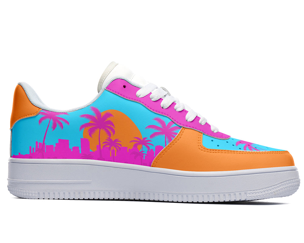 Miami Sneakers: Neon Sunset Skyline Court Sneakers