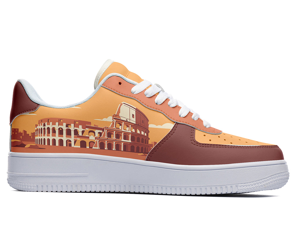 Rome Sneakers: Colosseum Illustration Court Sneakers