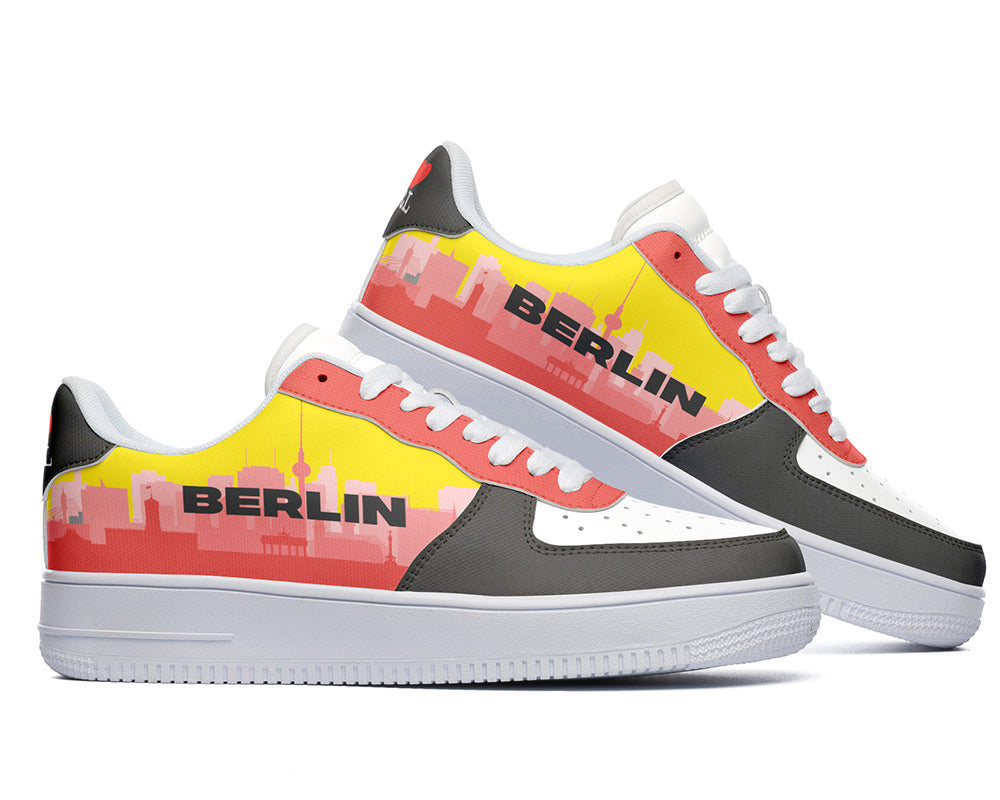 Berlin Sneakers: German Flag Skyline Pattern Court Sneakers