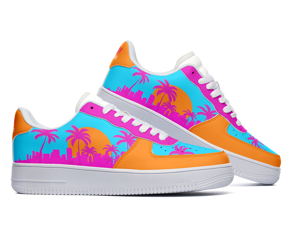 Miami Sneakers: Neon Sunset Skyline Court Sneakers