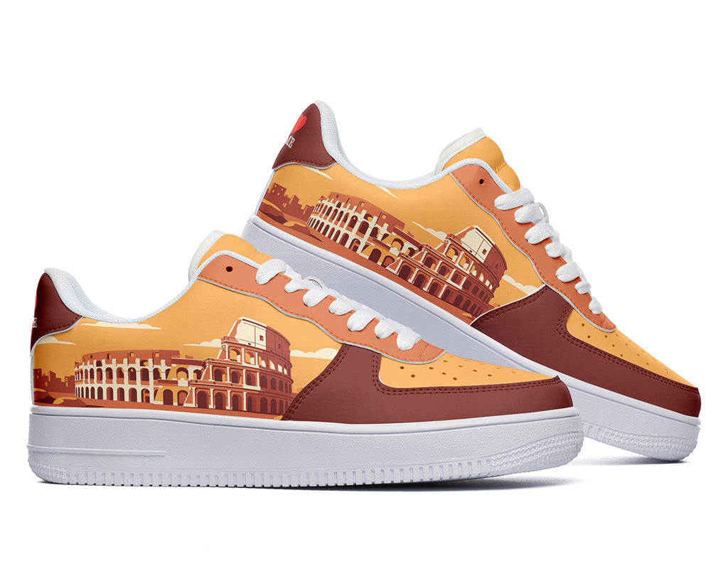 Rome Sneakers: Colosseum Illustration Court Sneakers