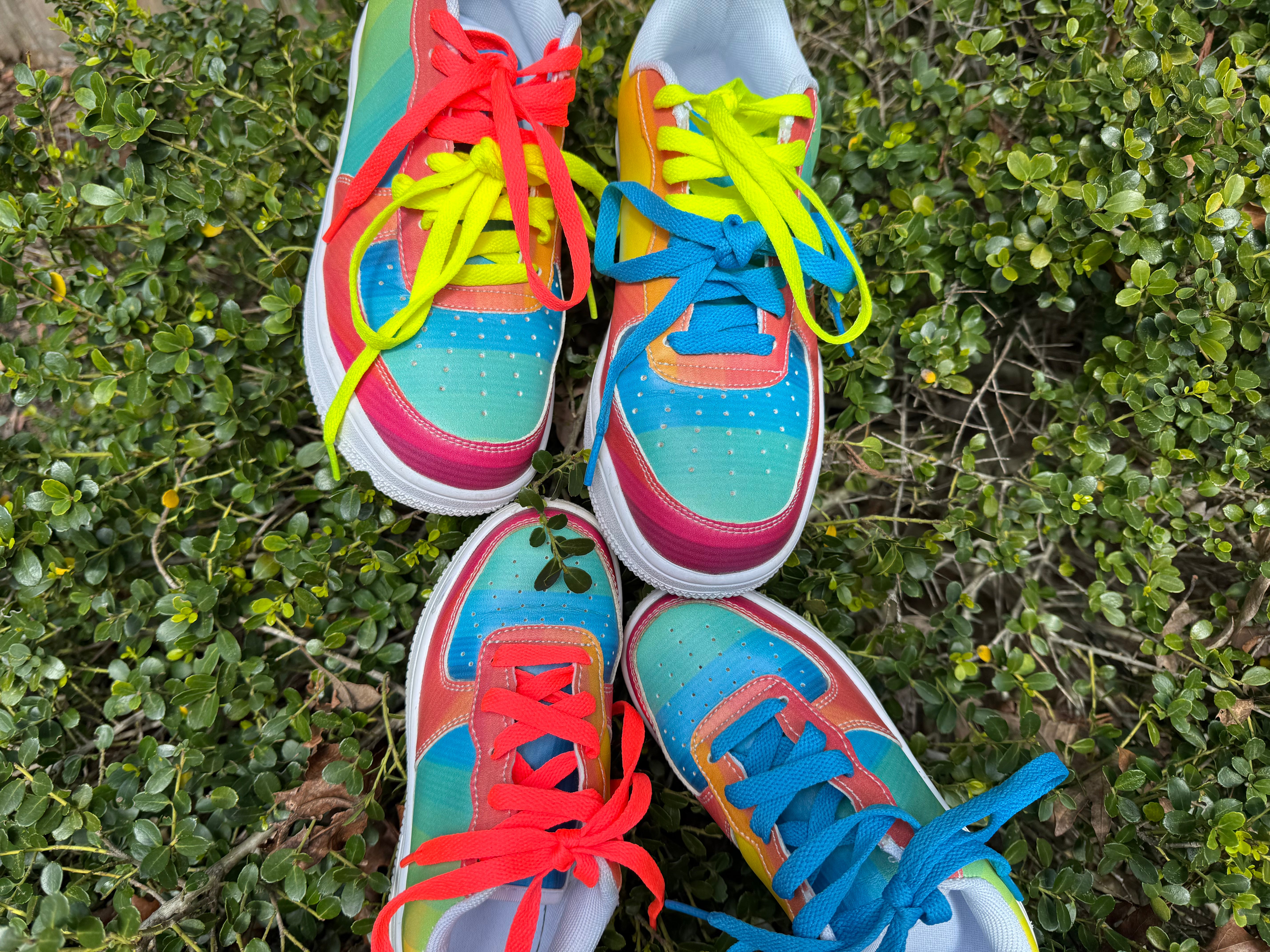 Rainbow Sneakers: Colorful Gradient Pattern Court Sneakers