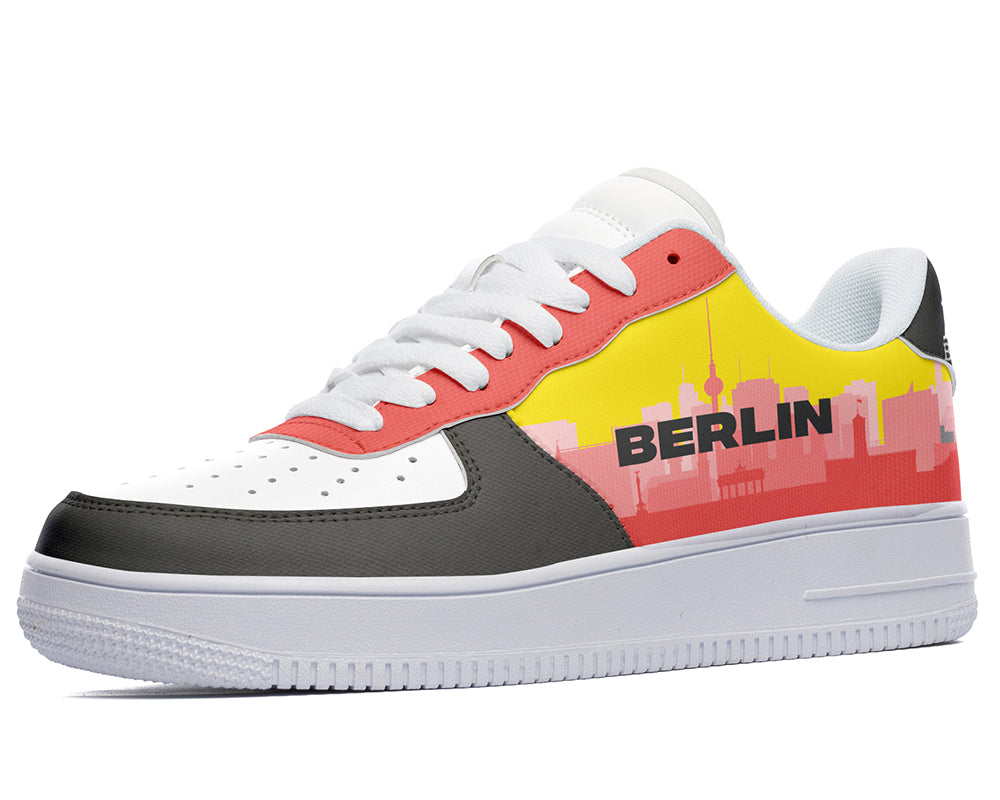 Berlin Sneakers: German Flag Skyline Pattern Court Sneakers