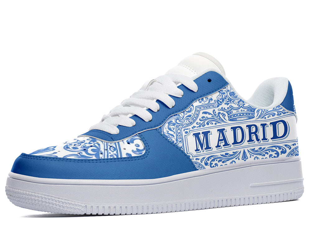 Madrid Sneakers: Blue Spanish Tile Pattern Court Sneakers