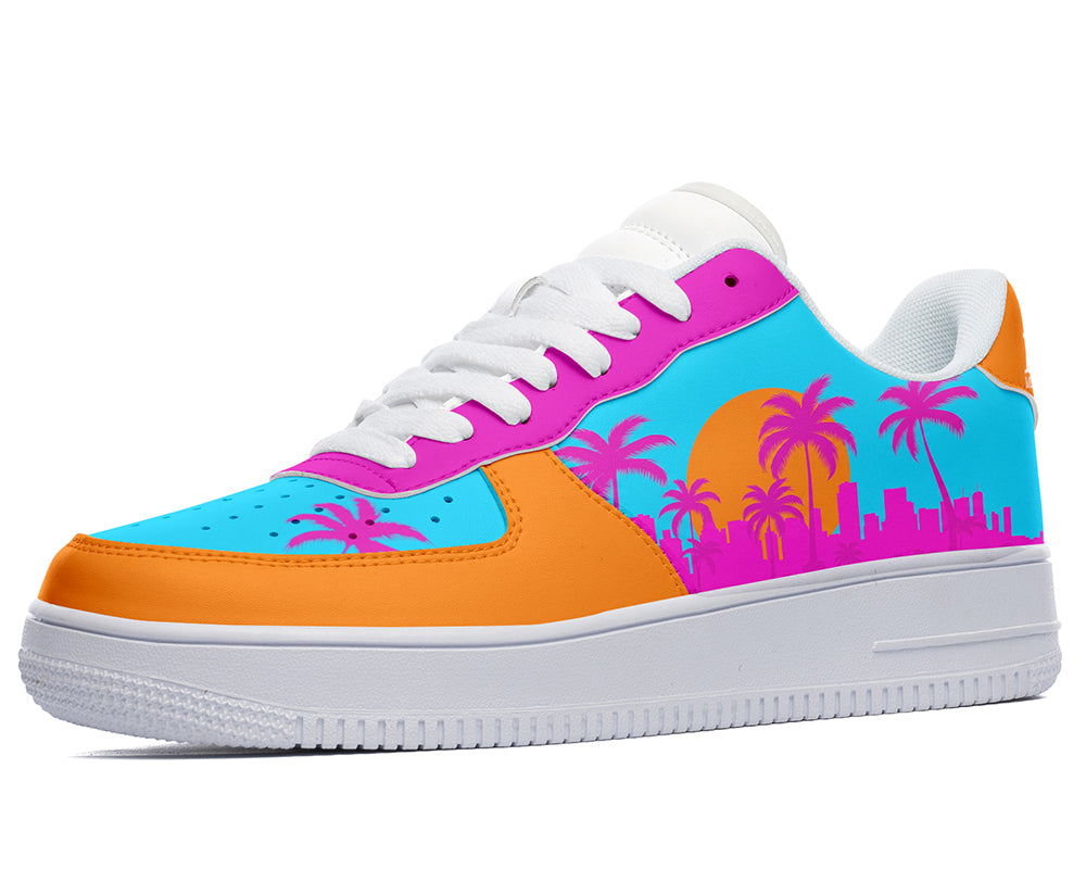 Miami Sneakers: Neon Sunset Skyline Court Sneakers