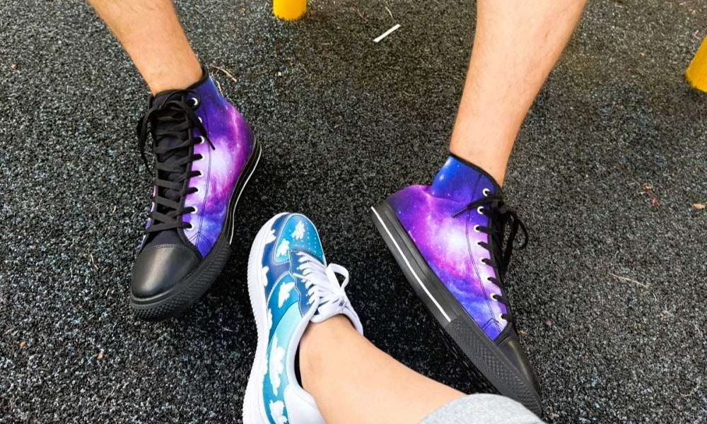 Galaxy Sneakers: Space Illustration High Top Sneakers