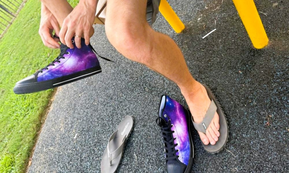Galaxy Sneakers: Space Illustration High Top Sneakers
