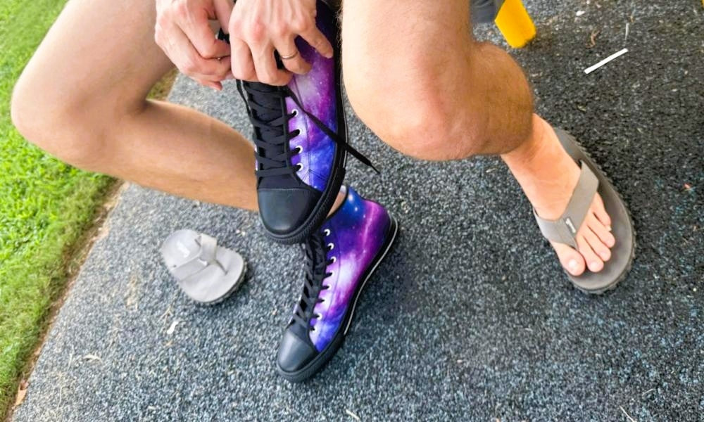 Galaxy Sneakers: Space Illustration High Top Sneakers