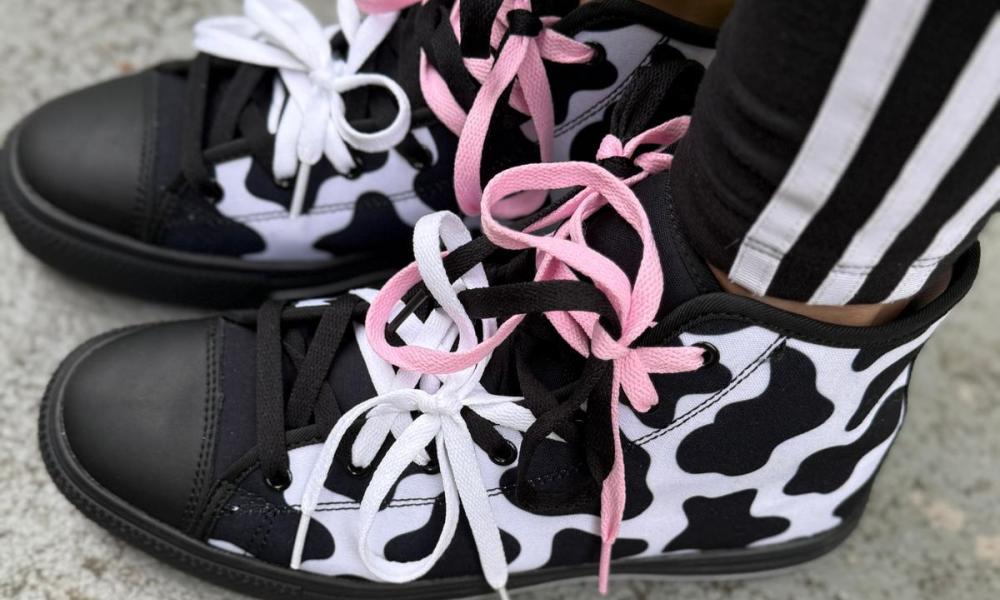 Cow Sneakers: Cow Print Pattern High Top Sneakers