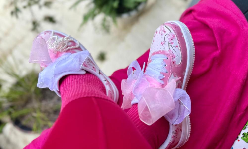 Sakura Sneakers: Cherry Blossom Pattern Court Sneakers
