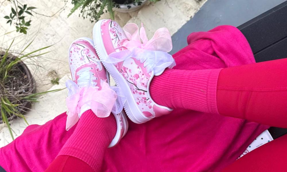 Sakura Sneakers: Cherry Blossom Pattern Court Sneakers