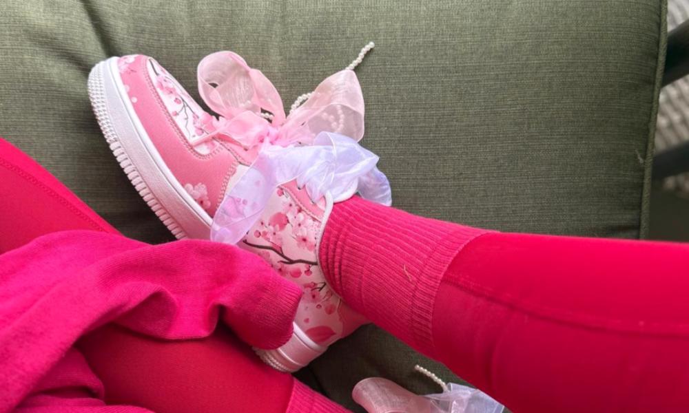Sakura Sneakers: Cherry Blossom Pattern Court Sneakers
