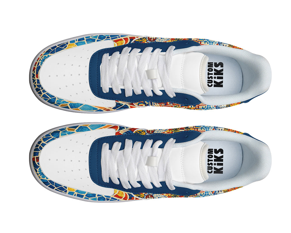 Barcelona Sneakers: Barcelona Mosaic Illustration Court Sneakers