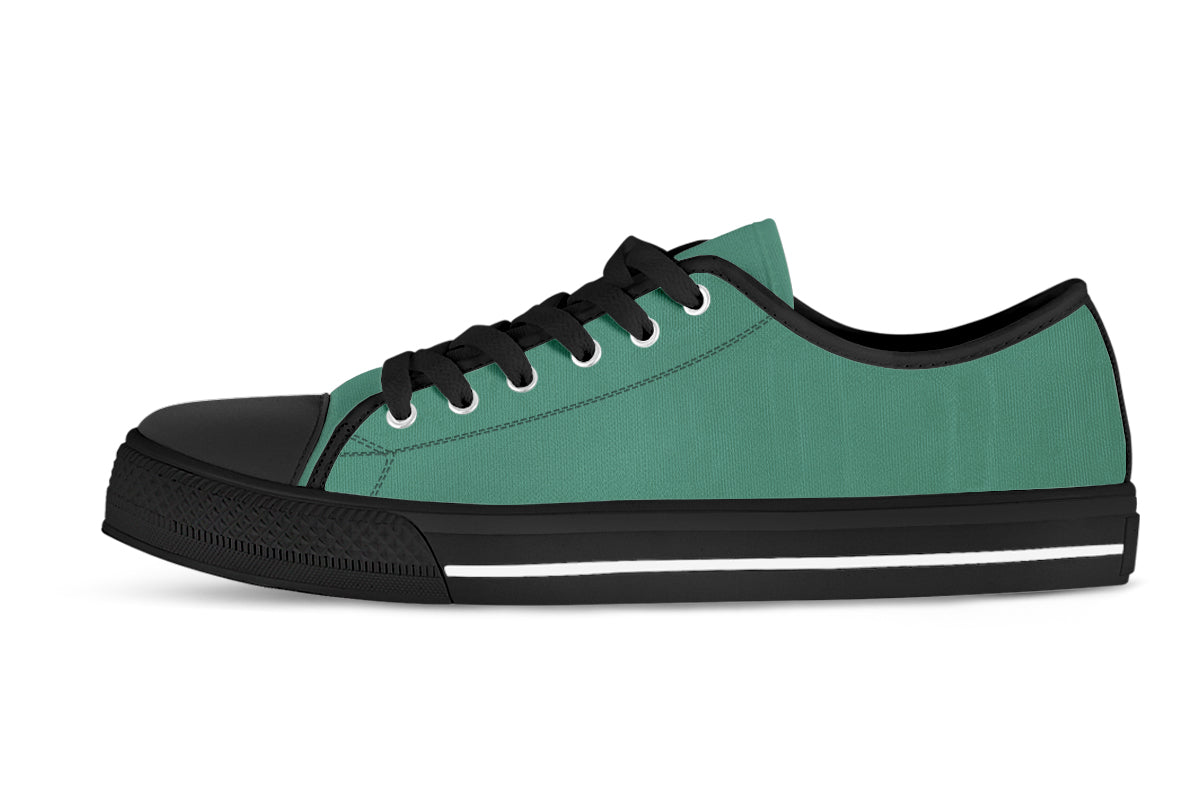 Pine Green Sneakers: Solid Pine Green Low Top Sneakers