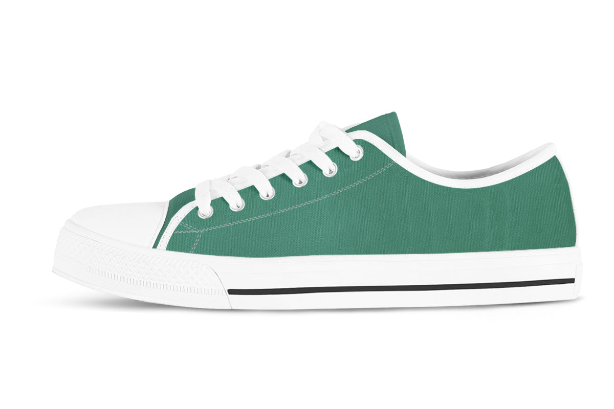 Pine Green Sneakers: Solid Pine Green Low Top Sneakers