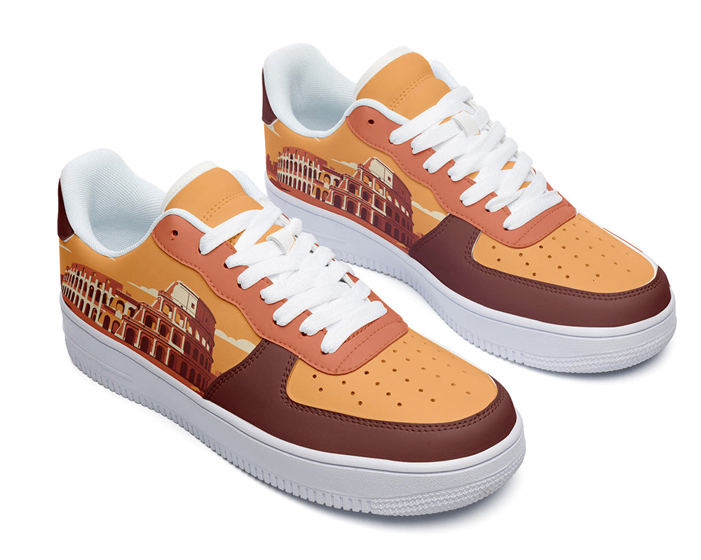 Rome Sneakers: Colosseum Illustration Court Sneakers