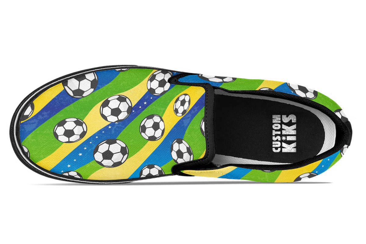 Soccer Sneakers: Soccer Ball Pattern Slip On Sneakers