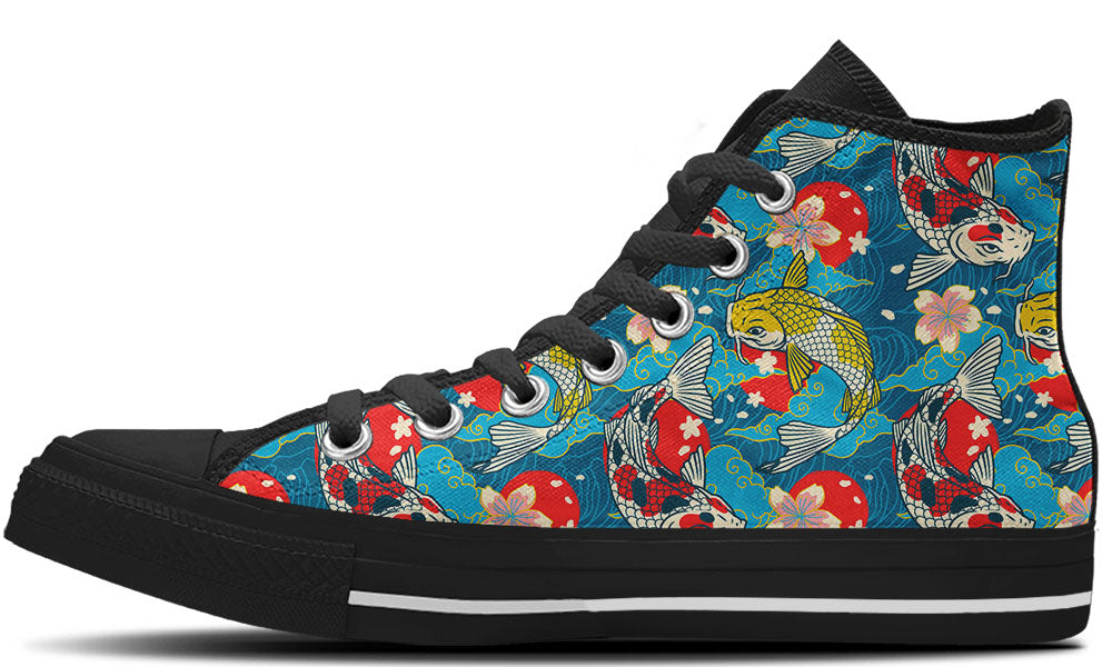 Koi Fish Sneakers: Koi Fish Pattern High Top Sneakers