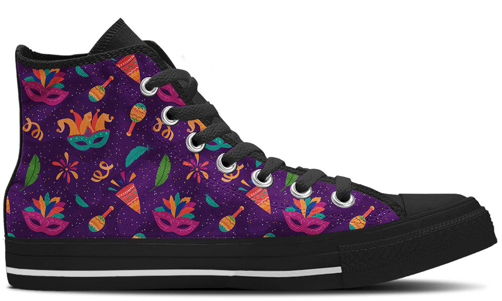 Mardi Gras Sneakers: Mardi Gras Carnival Pattern High Top Sneakers