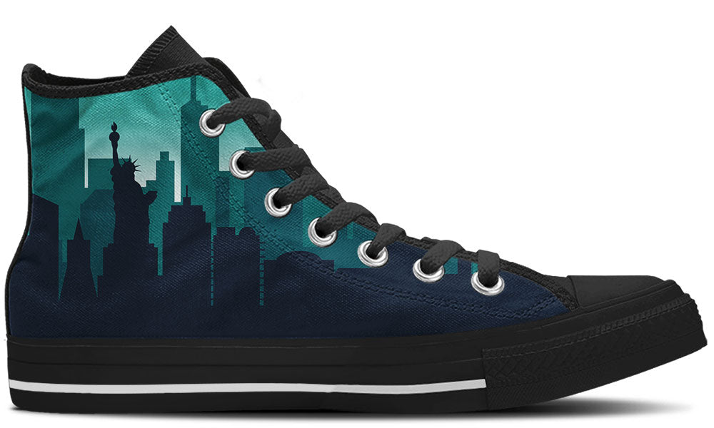 New York Sneakers: NYC Skyline Pattern High Top Sneakers