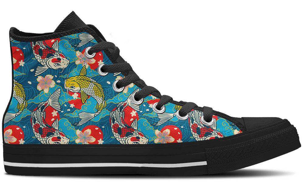 Koi Fish Sneakers: Koi Fish Pattern High Top Sneakers