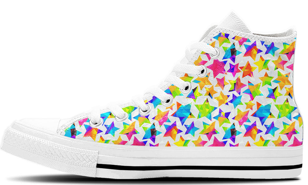 Stars Sneakers: Star Pattern High Top Sneakers