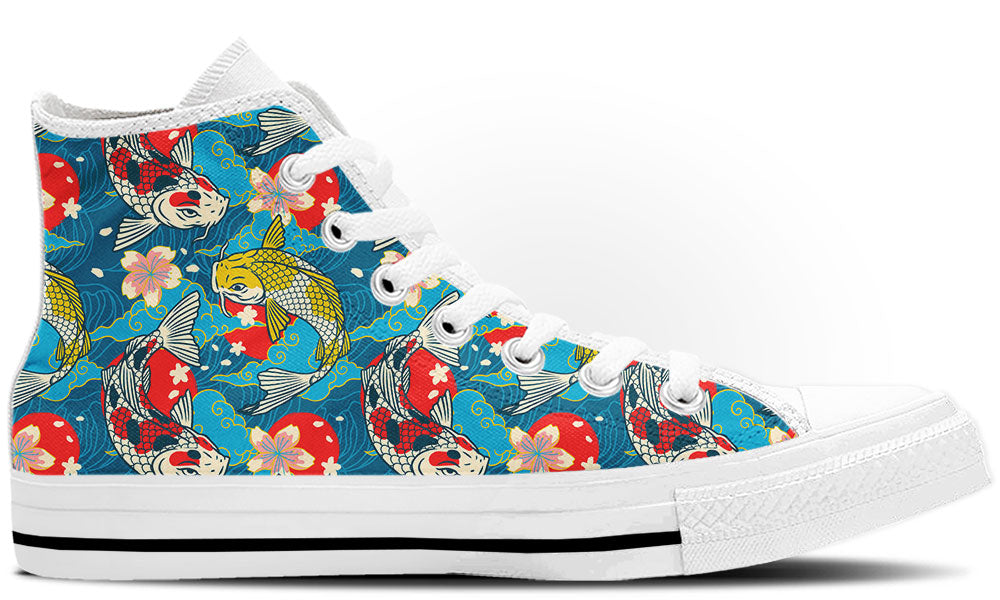 Koi Fish Sneakers: Koi Fish Pattern High Top Sneakers