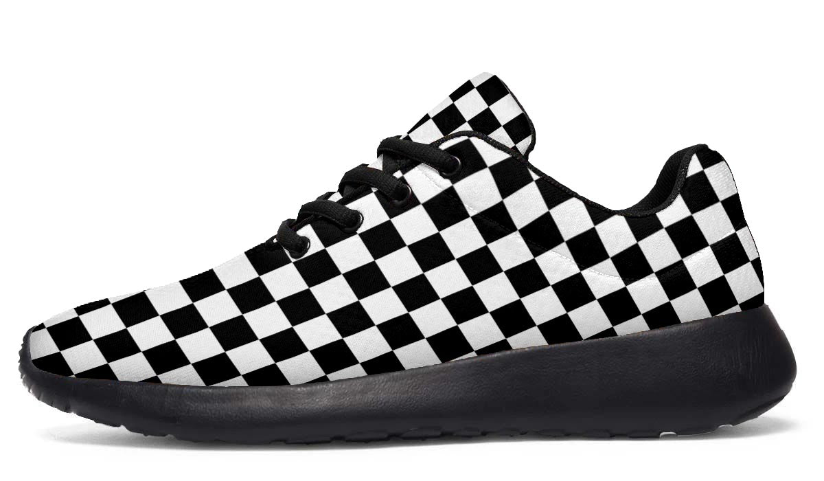 Checkmate - Black & White Checkered Sports Shoes - Black Soles