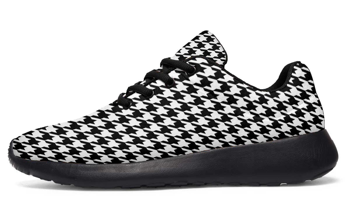 Classic Houndstooth Black and White Sneakers -Black Soles