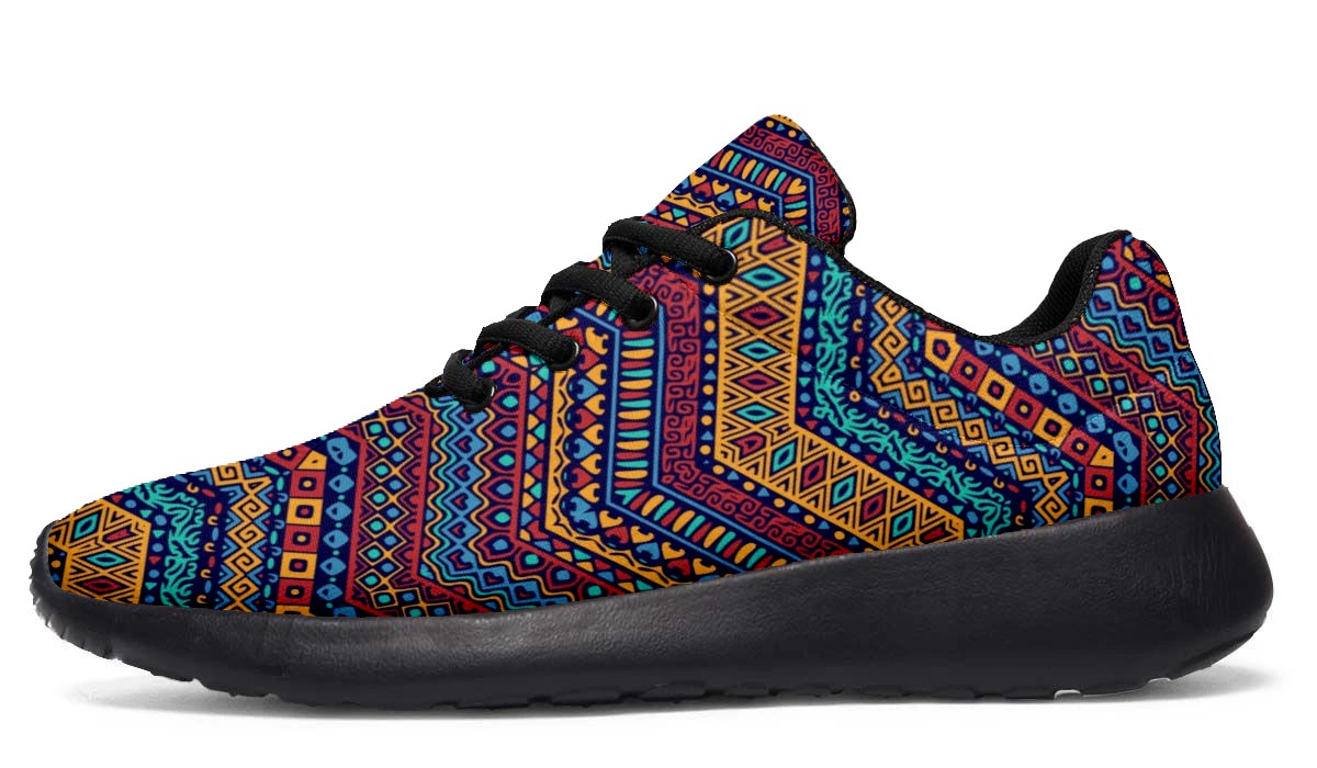 Boho Chic Style Sports Shoes - Bohemian lifestyle- Black Soles