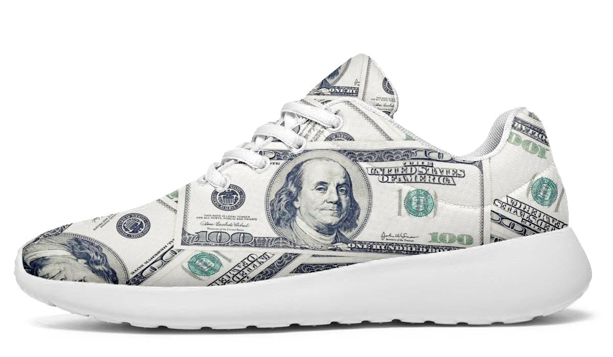 Cash, Money, $100 bills  Style Sneakers - White Soles